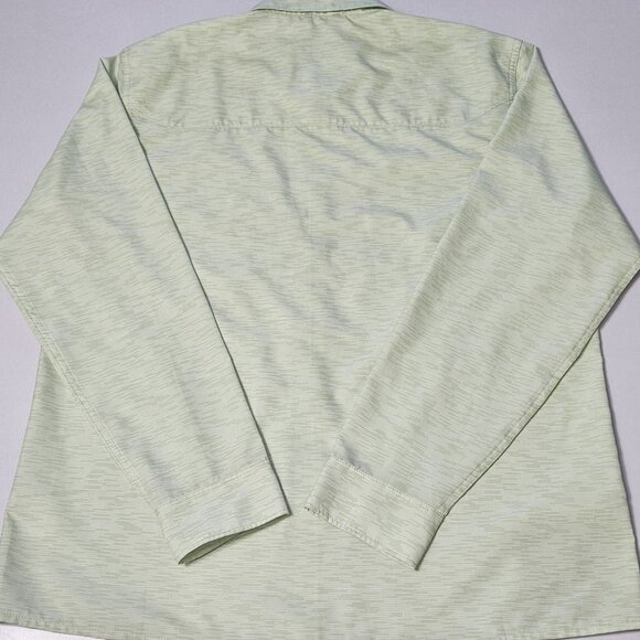 Simms Double Haul Fishing Shirt Men L Light Green Texture Wave Pockets Stretch - Picture 2 of 16